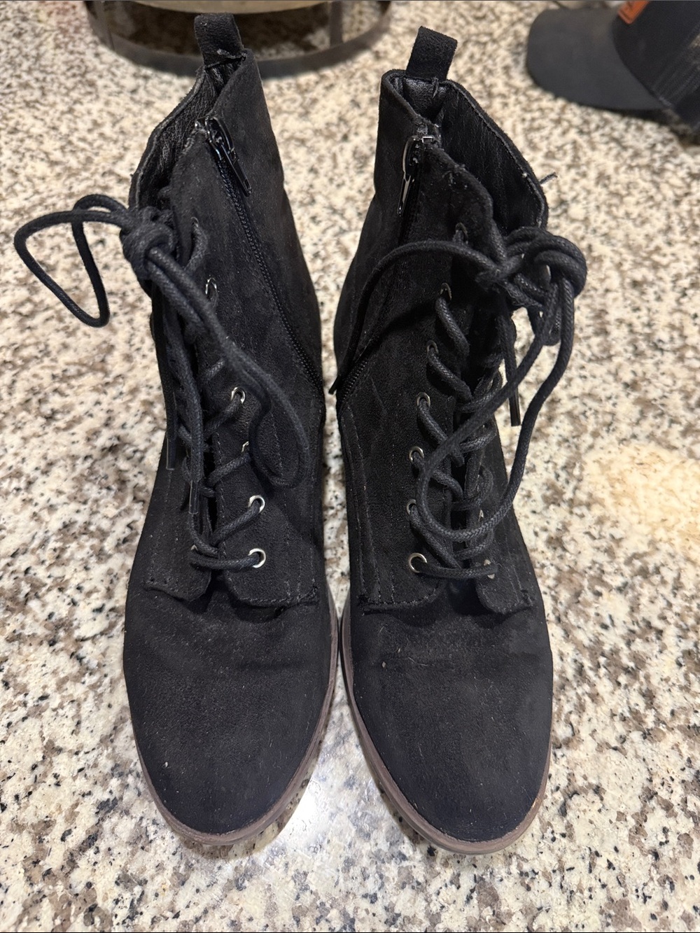 Forever 21 Black Lace-Up Suede Ankle Boots